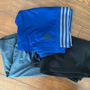 Adidas Mens Blue, Gray, and Black Shorts Trio size Large